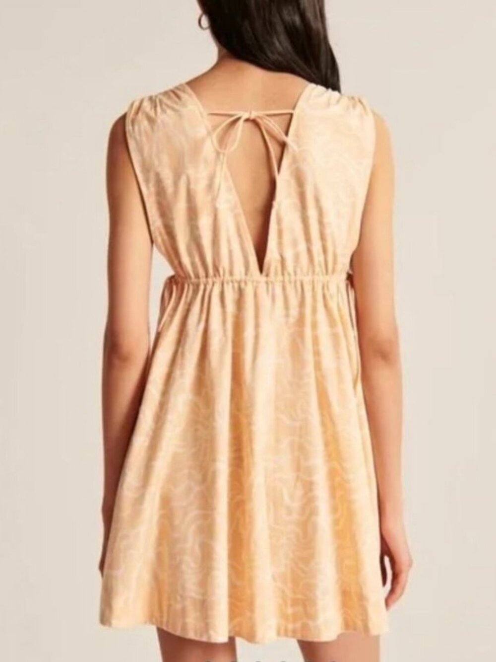 Abercrombie Babydoll Dress XL Double V Neck Swirly Vacation Boho Cottagecore - Picture 2 of 9